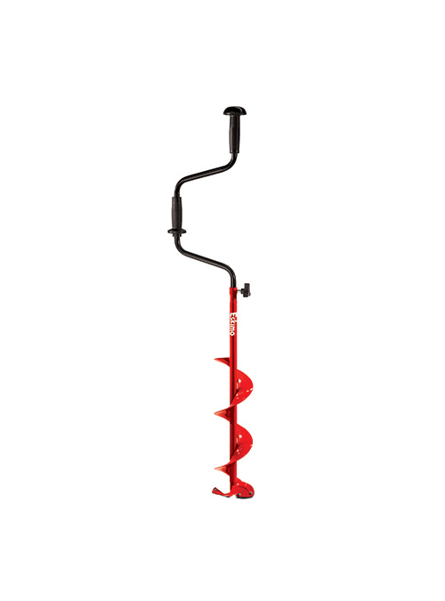 Eskimo HD06 6" Dual Flat Blade Ice Fishing Hand Auger with Blade Protector Red